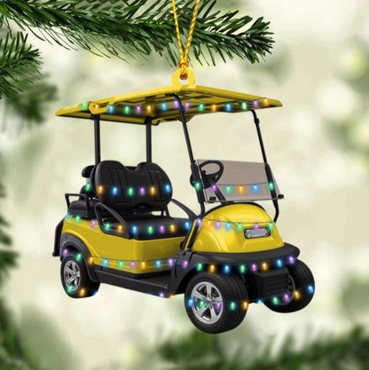 Golf Cart Christmas Light Personalized Christmas Ornament, Custom Name Golfer Ornament ON1406