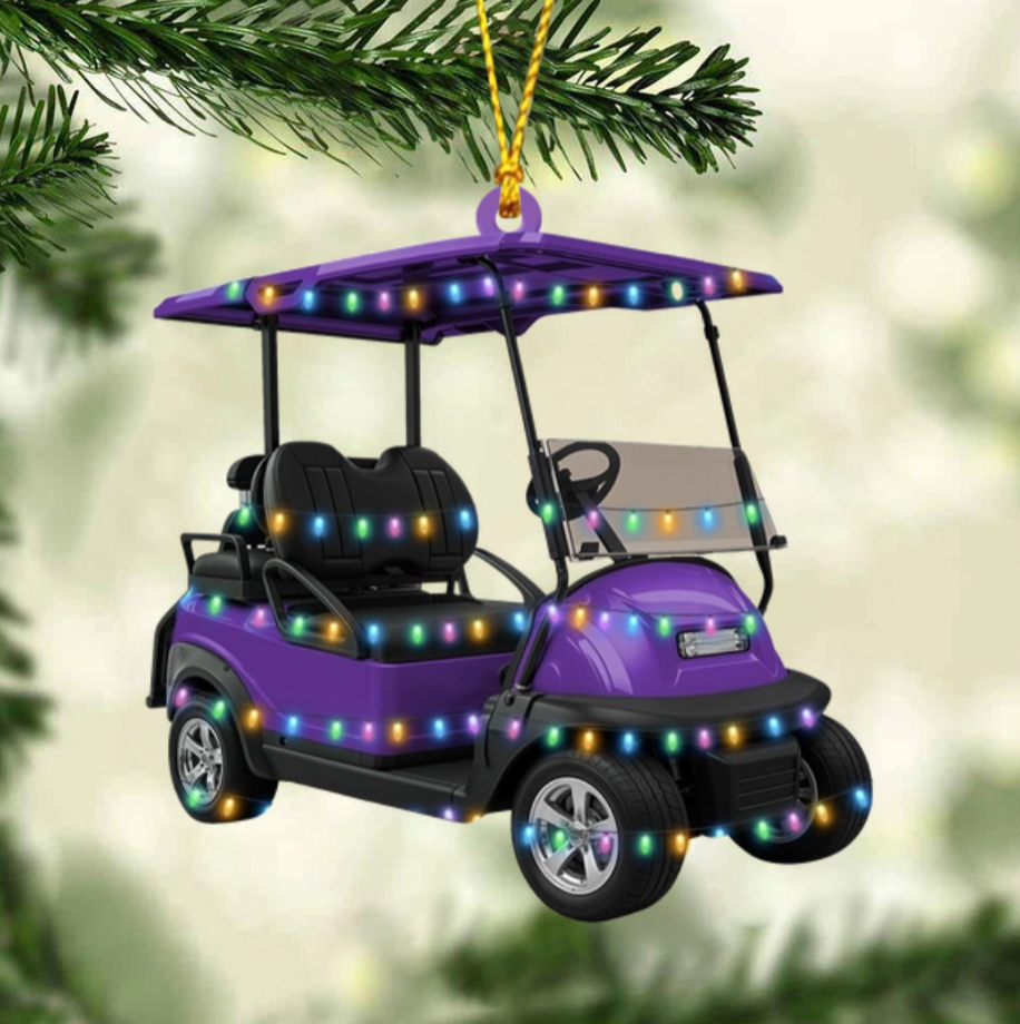 Golf Cart Christmas Light Personalized Christmas Ornament, Custom Name Golfer Ornament ON1406