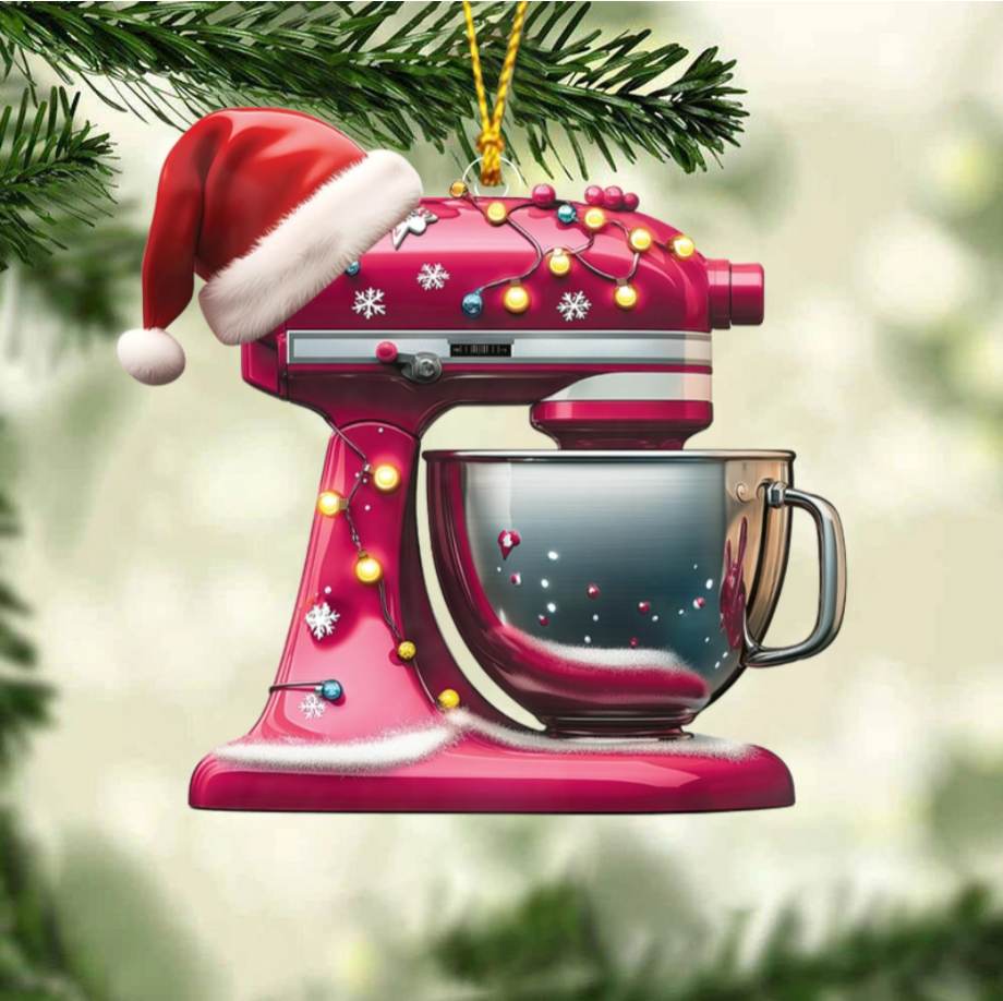 Baking Machine With Christmas Hat Personalized Christmas Ornament, Custom Name Baker Ornament ON1411