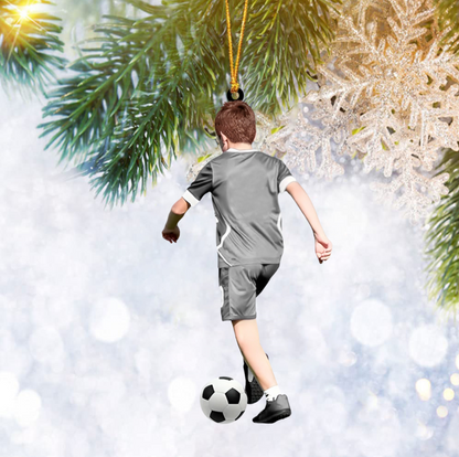 Personalized Soccer Boy Christmas Ornament, Custom Name Number Soccer Lovers Ornament 2024 ON1429