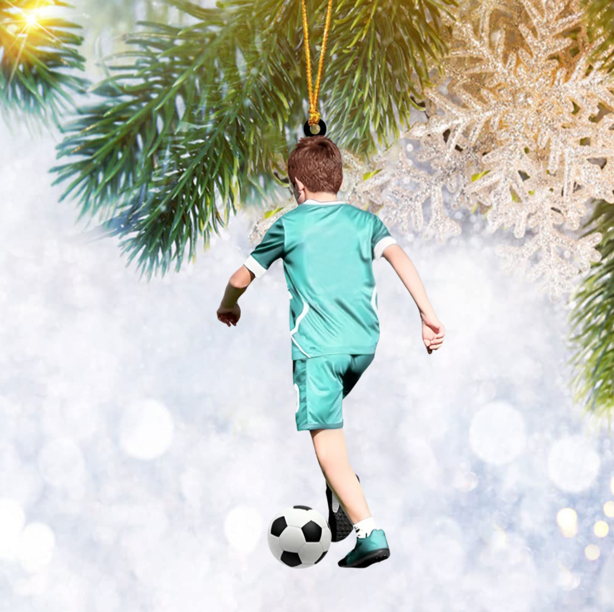 Personalized Soccer Boy Christmas Ornament, Custom Name Number Soccer Lovers Ornament 2024 ON1429