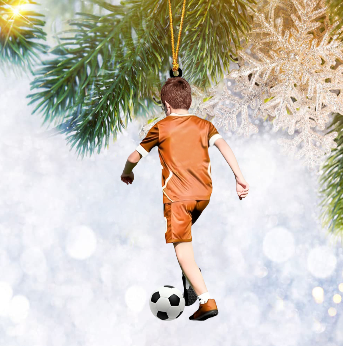 Personalized Soccer Boy Christmas Ornament, Custom Name Number Soccer Lovers Ornament 2024 ON1429