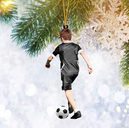 Personalized Soccer Boy Christmas Ornament, Custom Name Number Soccer Lovers Ornament 2024 ON1429