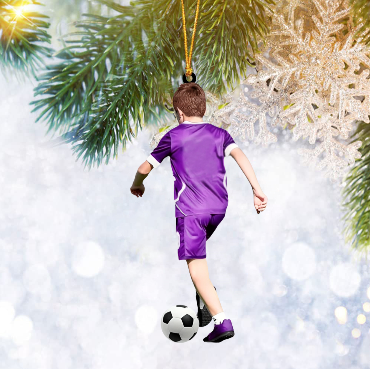 Personalized Soccer Boy Christmas Ornament, Custom Name Number Soccer Lovers Ornament 2024 ON1429