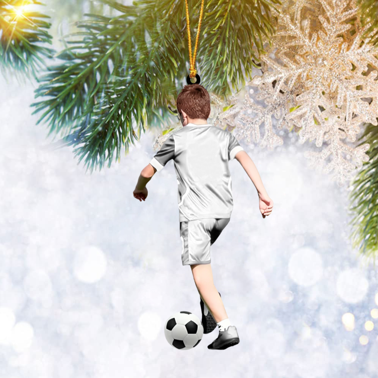 Personalized Soccer Boy Christmas Ornament, Custom Name Number Soccer Lovers Ornament 2024 ON1429