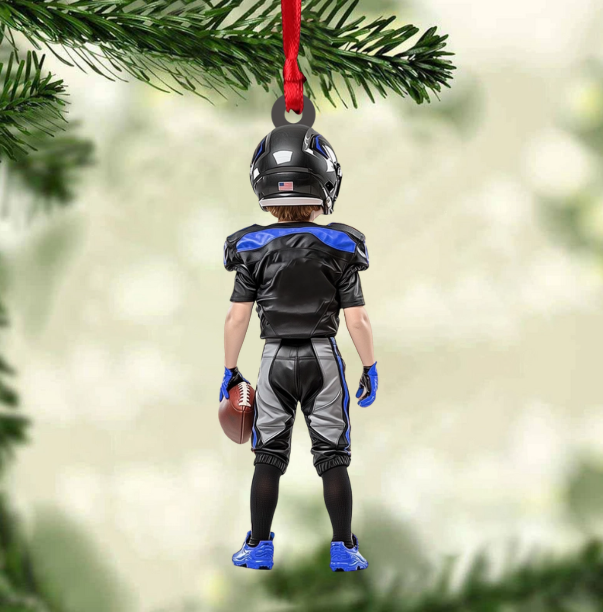 Personalized Kid American Football Christmas Ornament, Custom Name Number American Football Lovers Ornament 2024 ON1430