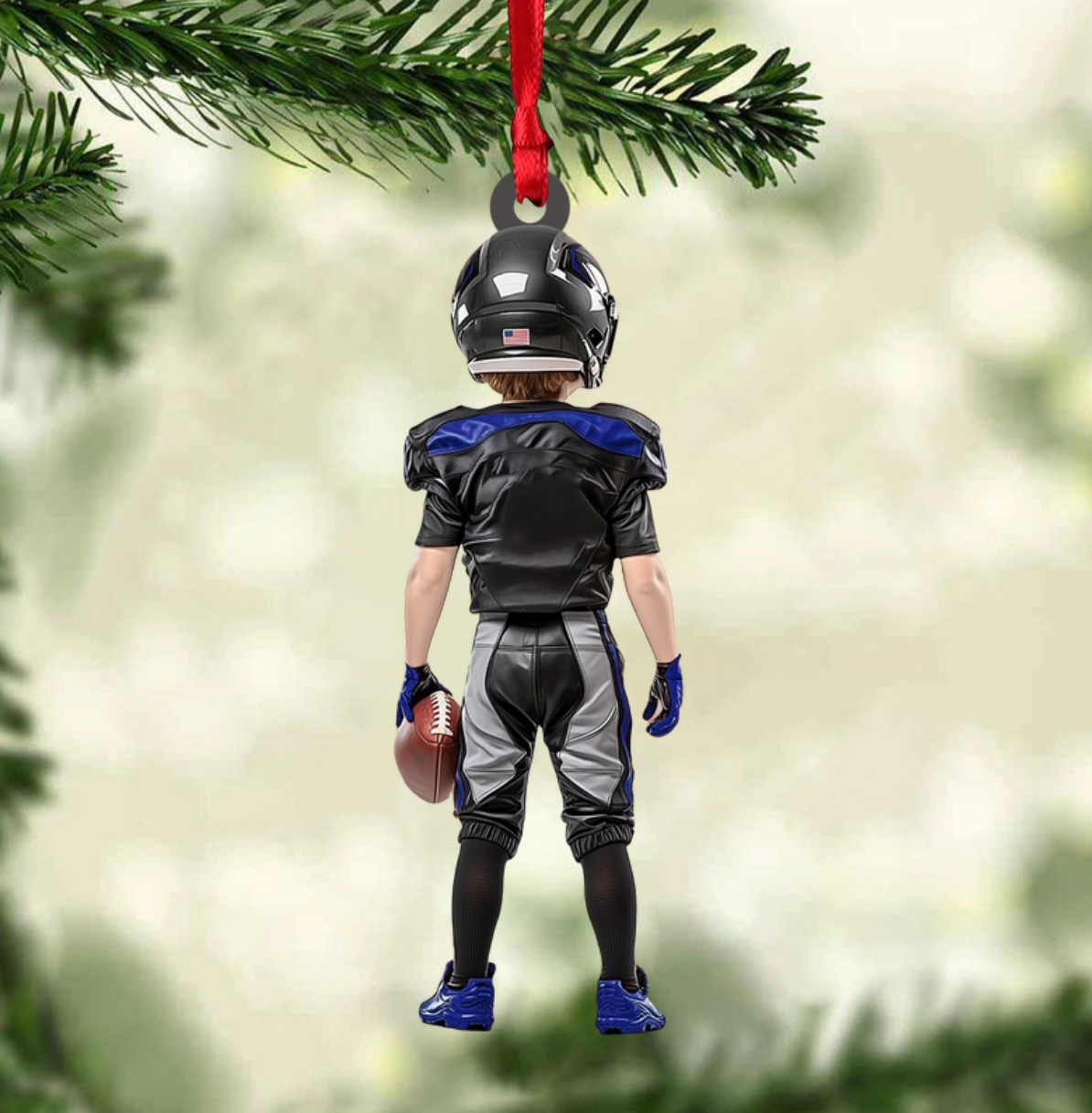 Personalized Kid American Football Christmas Ornament, Custom Name Number American Football Lovers Ornament 2024 ON1430