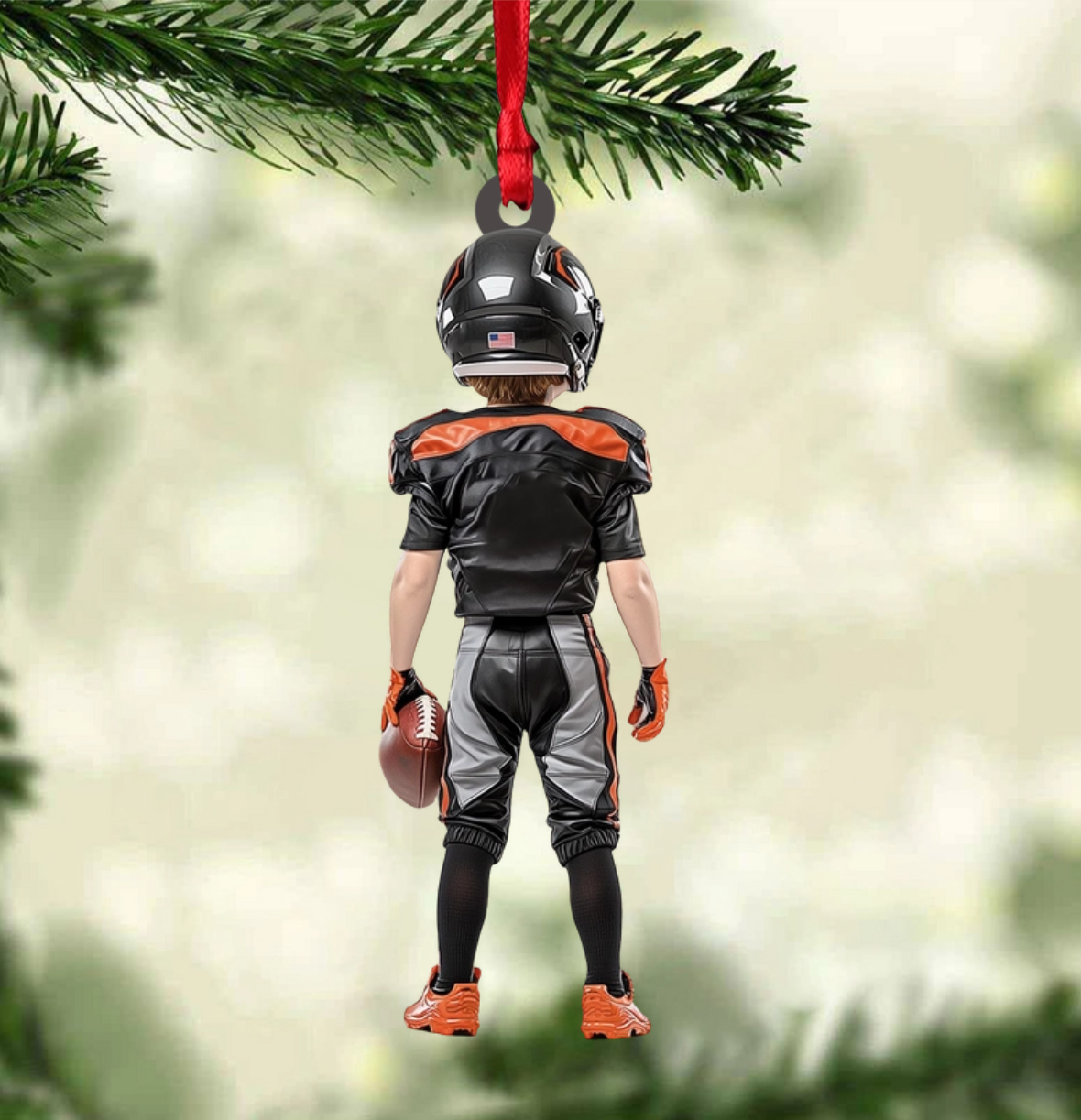 Personalized Kid American Football Christmas Ornament, Custom Name Number American Football Lovers Ornament 2024 ON1430