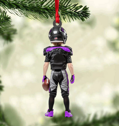 Personalized Kid American Football Christmas Ornament, Custom Name Number American Football Lovers Ornament 2024 ON1430