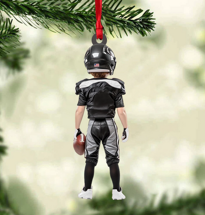 Personalized Kid American Football Christmas Ornament, Custom Name Number American Football Lovers Ornament 2024 ON1430