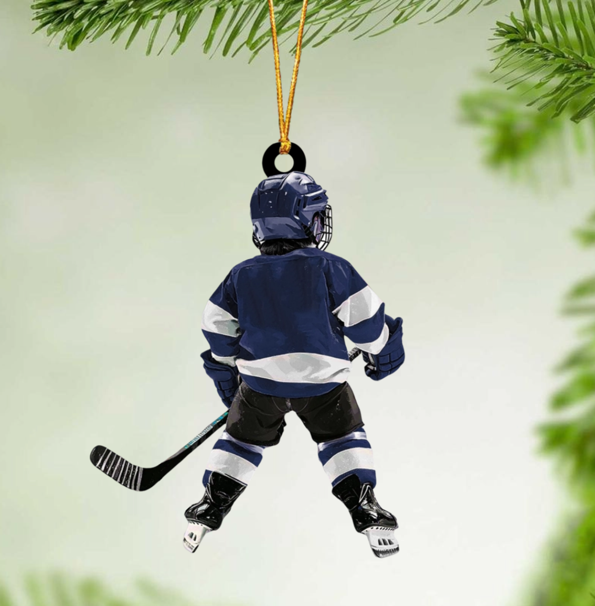 Personalized Kid Hockey Player Christmas Ornament,  Custom Name Number Hockey Lover Ornament 2024 ON1431