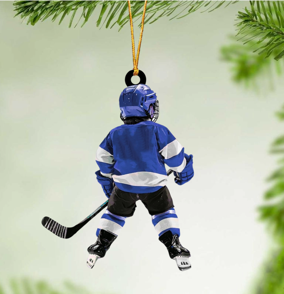 Personalized Kid Hockey Player Christmas Ornament,  Custom Name Number Hockey Lover Ornament 2024 ON1431