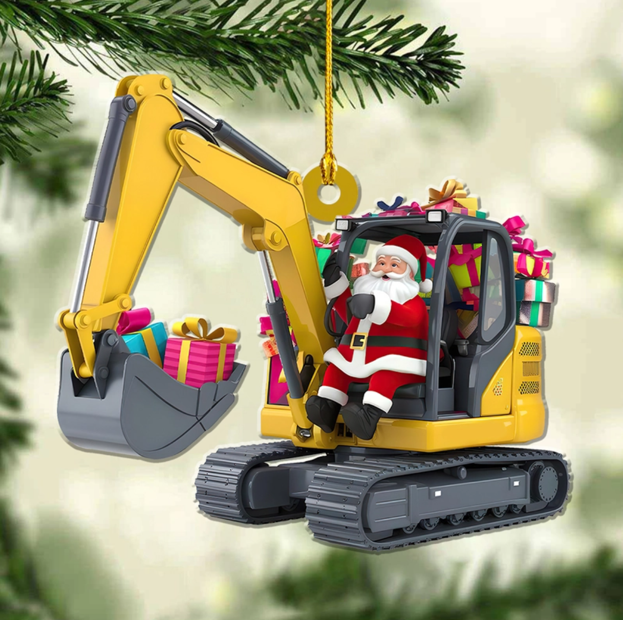 Personalized Excavator Christmas Ornament, Custom Name Excavator Lovers Construction Worker Christmas Ornament ON1437