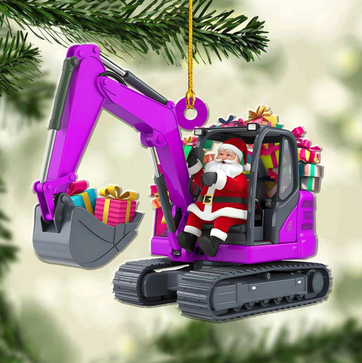 Personalized Excavator Christmas Ornament, Custom Name Excavator Lovers Construction Worker Christmas Ornament ON1437