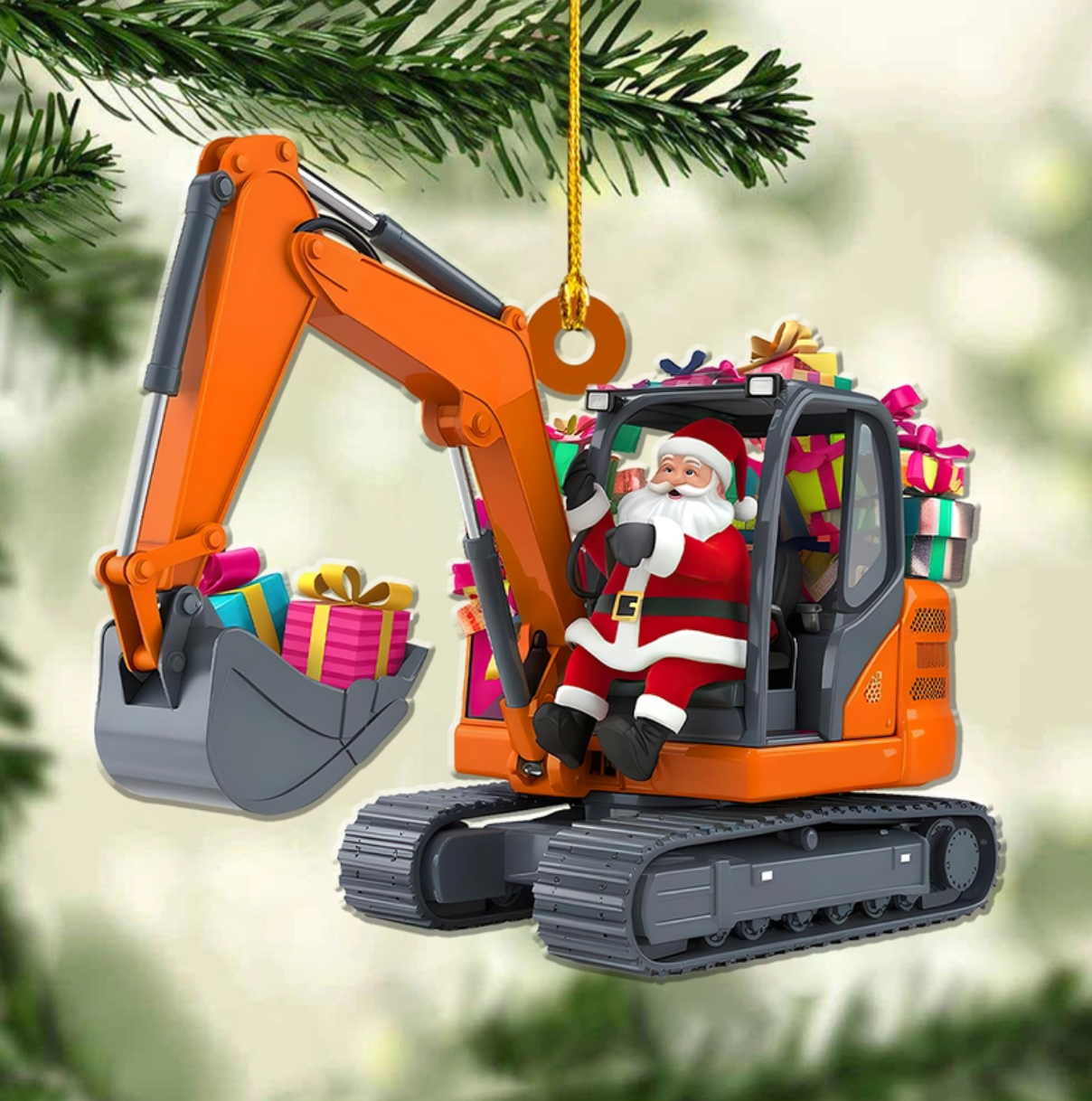 Personalized Excavator Christmas Ornament, Custom Name Excavator Lovers Construction Worker Christmas Ornament ON1437