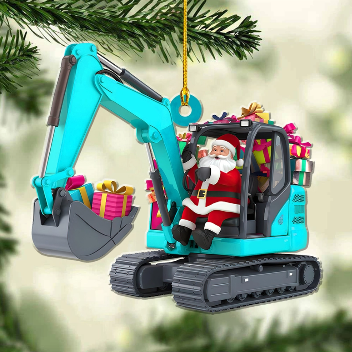 Personalized Excavator Christmas Ornament, Custom Name Excavator Lovers Construction Worker Christmas Ornament ON1437