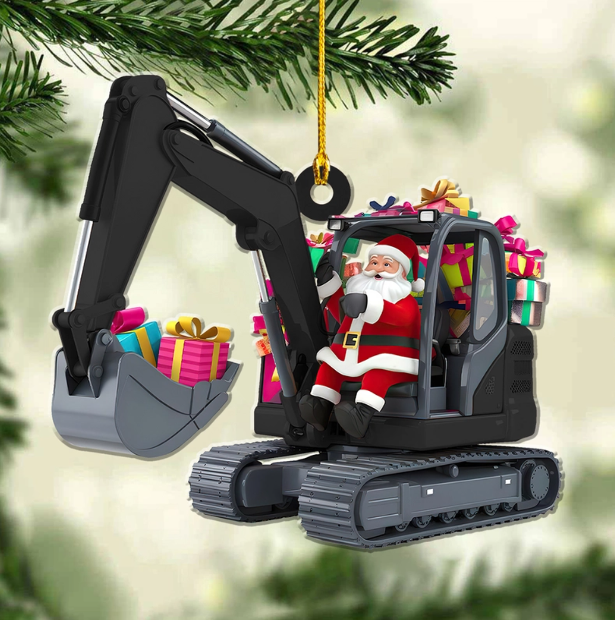 Personalized Excavator Christmas Ornament, Custom Name Excavator Lovers Construction Worker Christmas Ornament ON1437