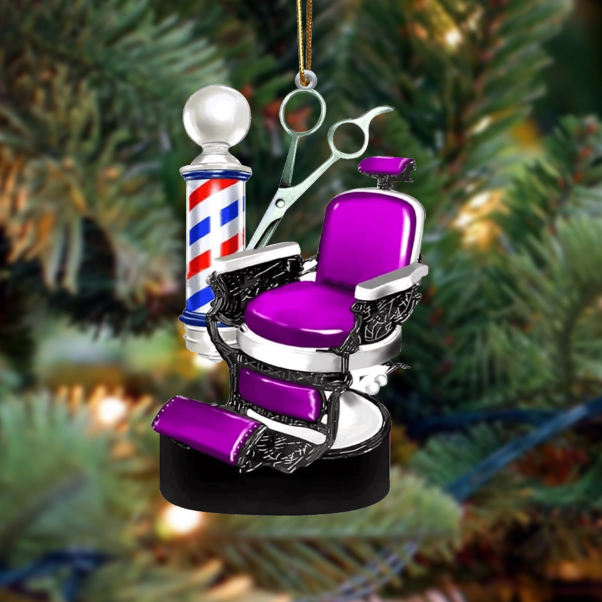 Custom Barber Chair Ornament, Personalized Name Hairstylist Hairdresser Ornament ON1440