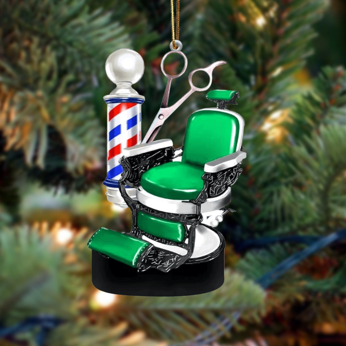 Custom Barber Chair Ornament, Personalized Name Hairstylist Hairdresser Ornament ON1440