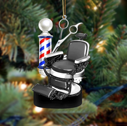 Custom Barber Chair Ornament, Personalized Name Hairstylist Hairdresser Ornament ON1440