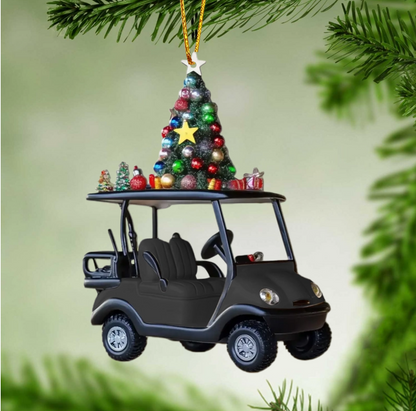 Golf Cart Rides And Good Vibes Personalized Name Shaped Christmas Ornament, Custom Name Golfer Ornament ON1447