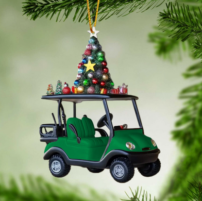 Golf Cart Rides And Good Vibes Personalized Name Shaped Christmas Ornament, Custom Name Golfer Ornament ON1447