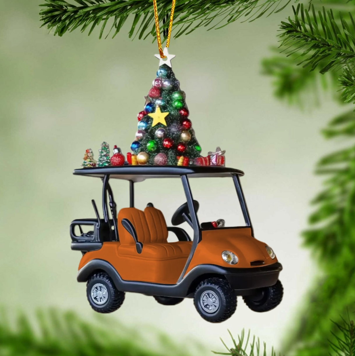 Golf Cart Rides And Good Vibes Personalized Name Shaped Christmas Ornament, Custom Name Golfer Ornament ON1447