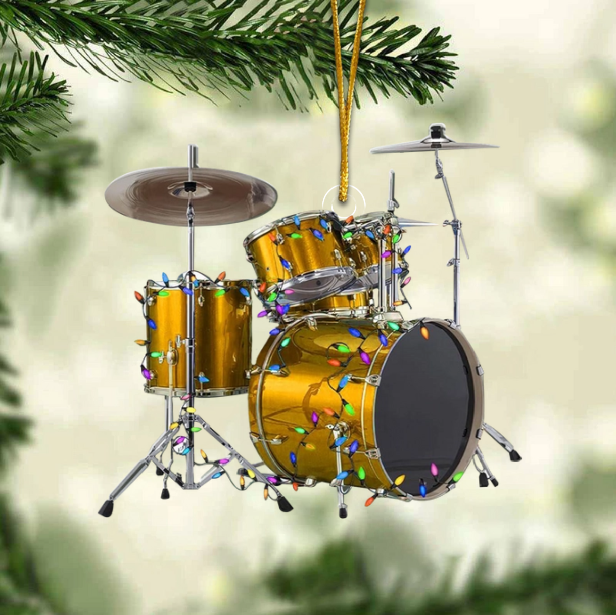 Drum With Christmas Light Personalized Christmas Ornament, Custom Name Drummer Ornament ON1490