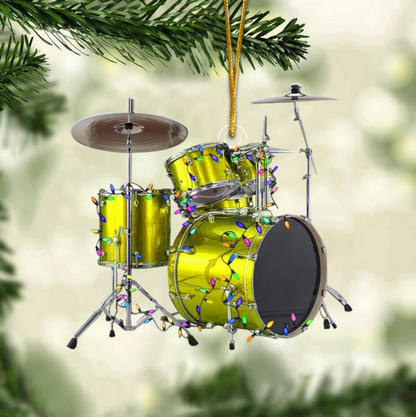 Drum With Christmas Light Personalized Christmas Ornament, Custom Name Drummer Ornament ON1490