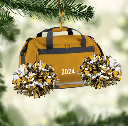 Personalized Cheerleading Bag Acrylic Christmas Ornament, Custom Name Cheerleader Ornament ON1495