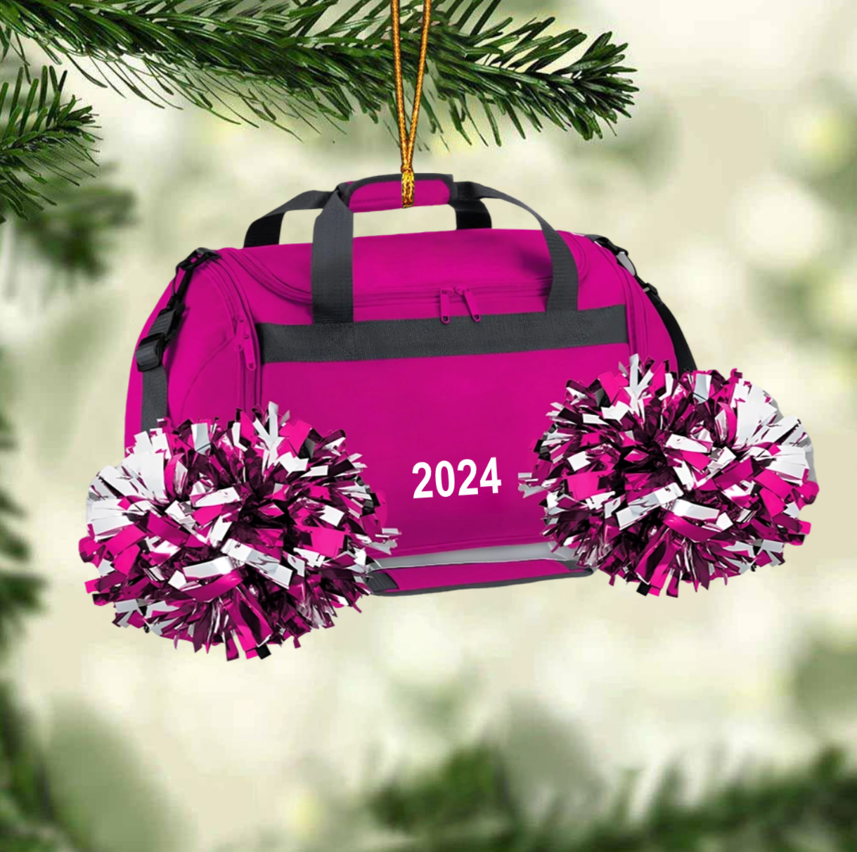 Personalized Cheerleading Bag Acrylic Christmas Ornament, Custom Name Cheerleader Ornament ON1495