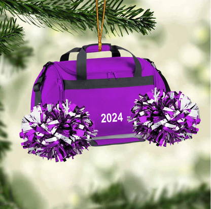 Personalized Cheerleading Bag Acrylic Christmas Ornament, Custom Name Cheerleader Ornament ON1495