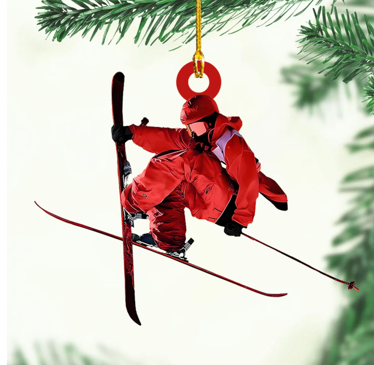 Personalized Skiing Acrylic Flat Ornament, Custom Name Snowboard Ornaments for Christmas Tree ON1512