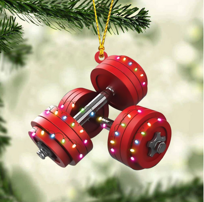 Barbell Personalized Christmas Ornament, Custom Name Gym Workout Enthusiasts Coach Instructor Ornament ON1513