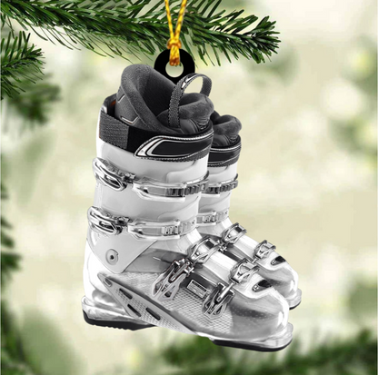 Winter Skiing Boots Personalized Christmas Ornament, Custom Name Skiing Lovers Ornament ON1525