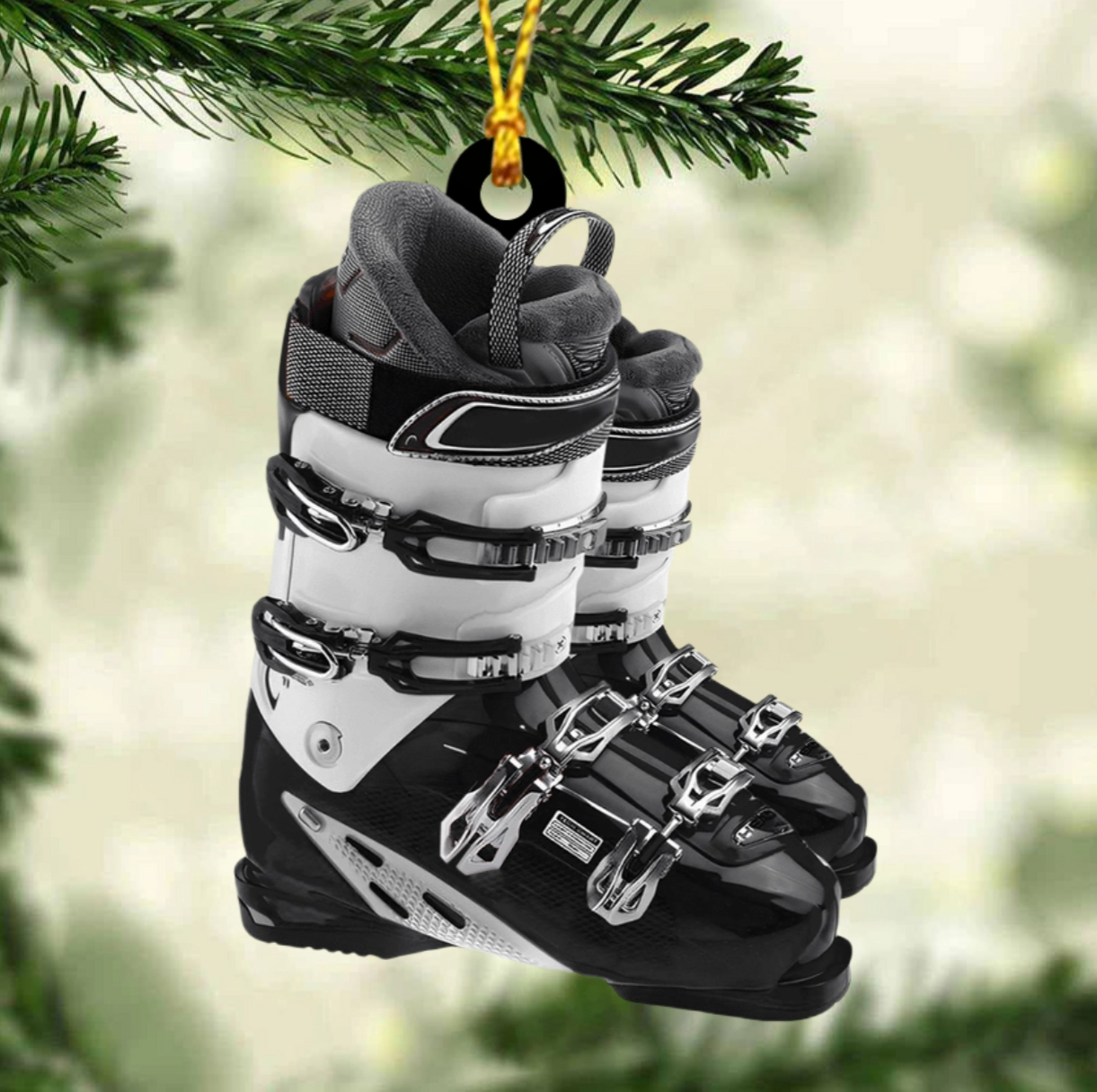 Winter Skiing Boots Personalized Christmas Ornament, Custom Name Skiing Lovers Ornament ON1525