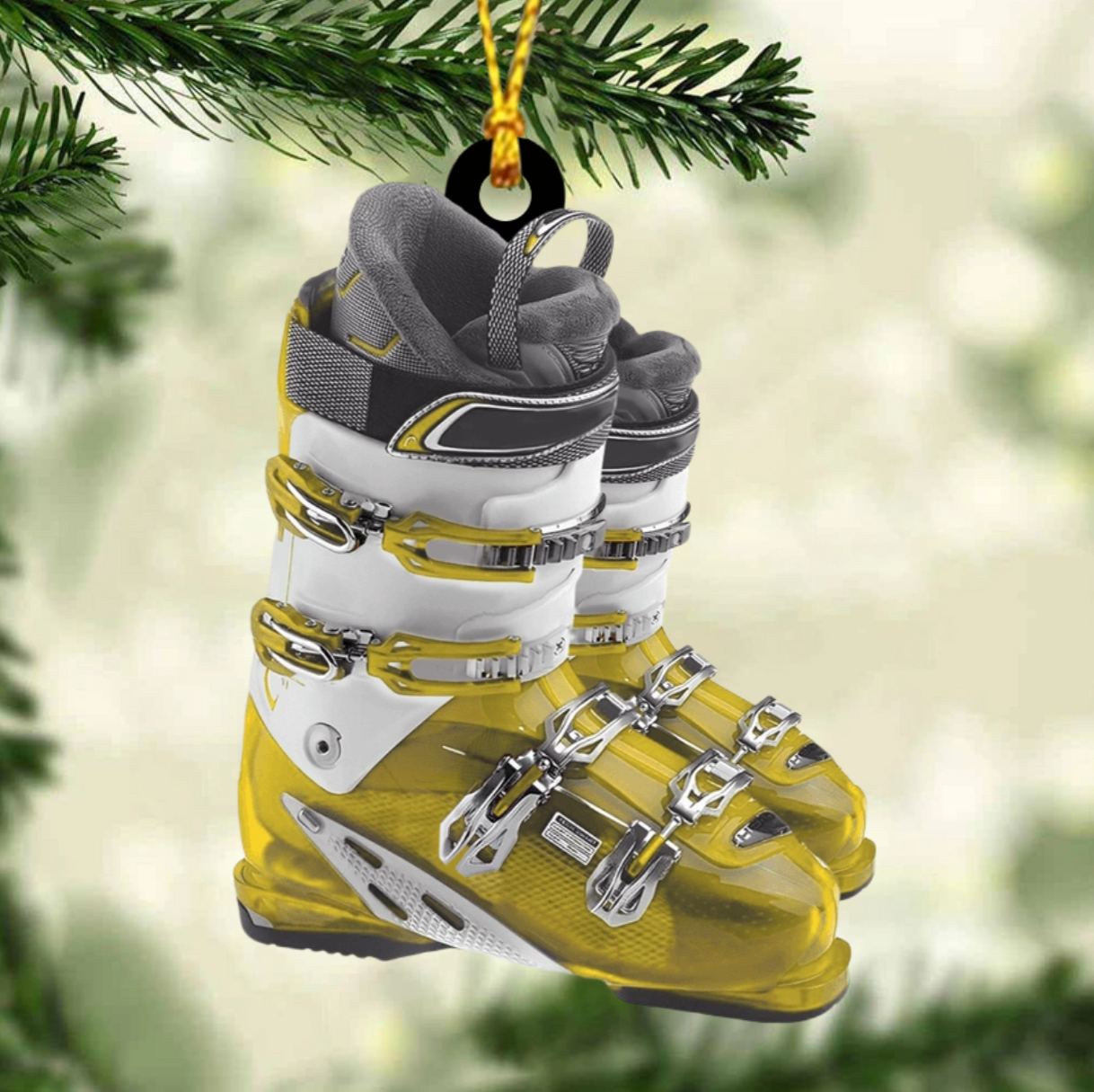 Winter Skiing Boots Personalized Christmas Ornament, Custom Name Skiing Lovers Ornament ON1525