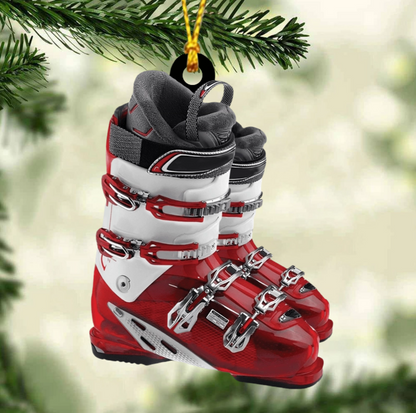 Winter Skiing Boots Personalized Christmas Ornament, Custom Name Skiing Lovers Ornament ON1525