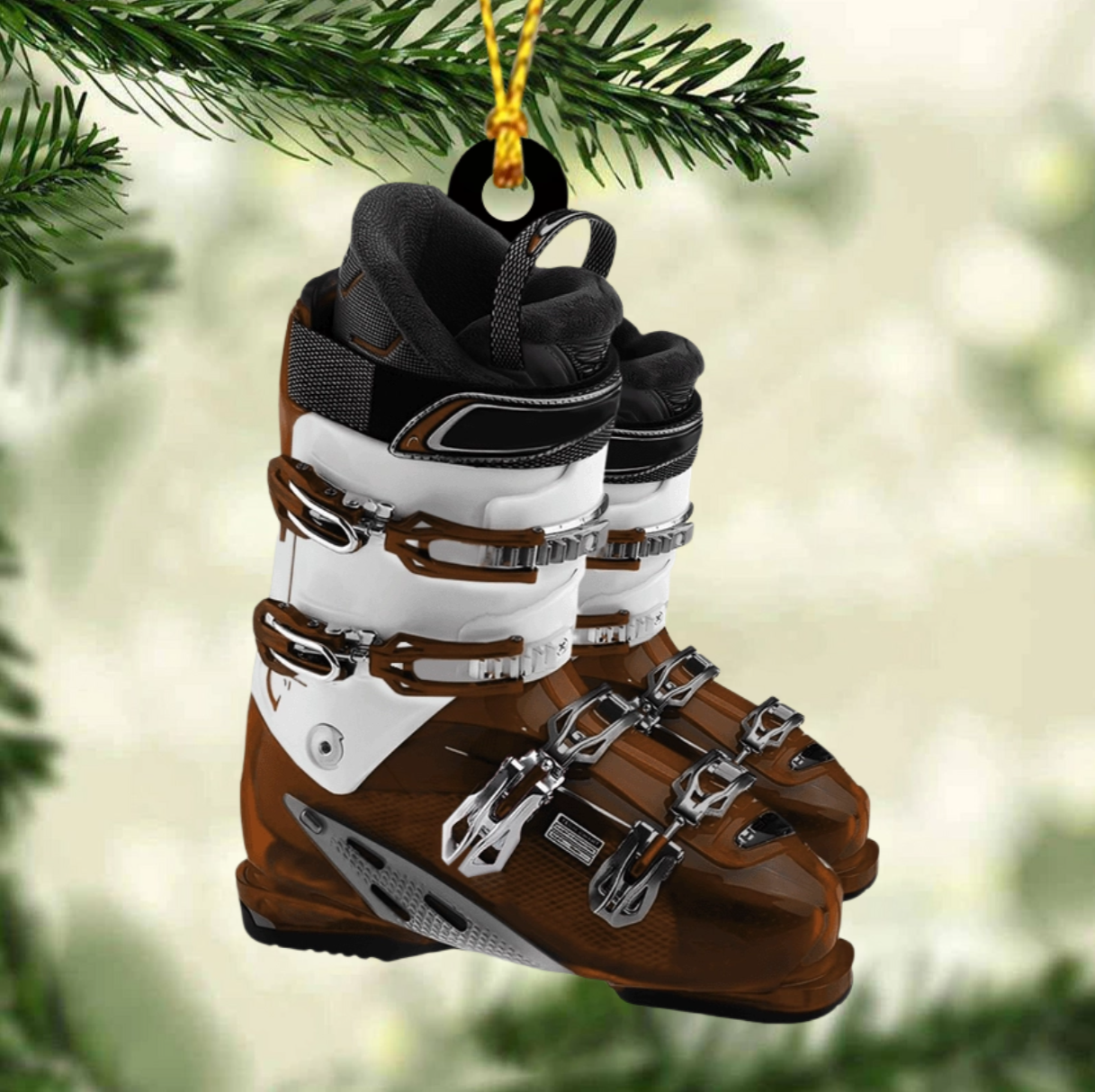 Winter Skiing Boots Personalized Christmas Ornament, Custom Name Skiing Lovers Ornament ON1525