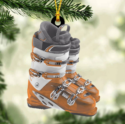 Winter Skiing Boots Personalized Christmas Ornament, Custom Name Skiing Lovers Ornament ON1525