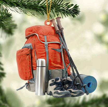 Personalized Hiking Bag Christmas Acrylic Ornament, Custom Name Hiking Lover Ornament ON1498