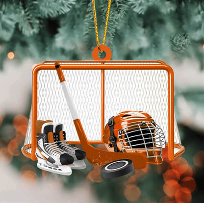 Personalized Ice Hockey Shaped Ornament - Custom Name Hockey Players Ornament ON1499