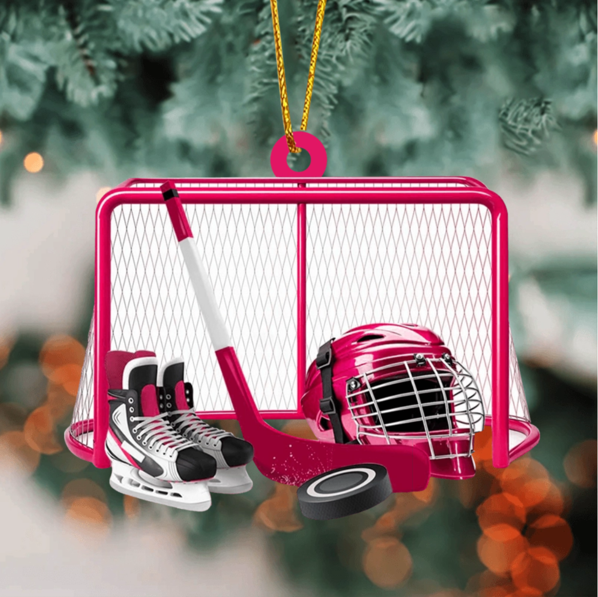 Personalized Ice Hockey Shaped Ornament - Custom Name Hockey Players Ornament ON1499