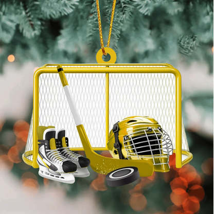 Personalized Ice Hockey Shaped Ornament - Custom Name Hockey Players Ornament ON1499