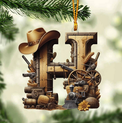 Western Letters - Personalized Christmas Ornament, Custom Name Letter Western Ornament ON1542