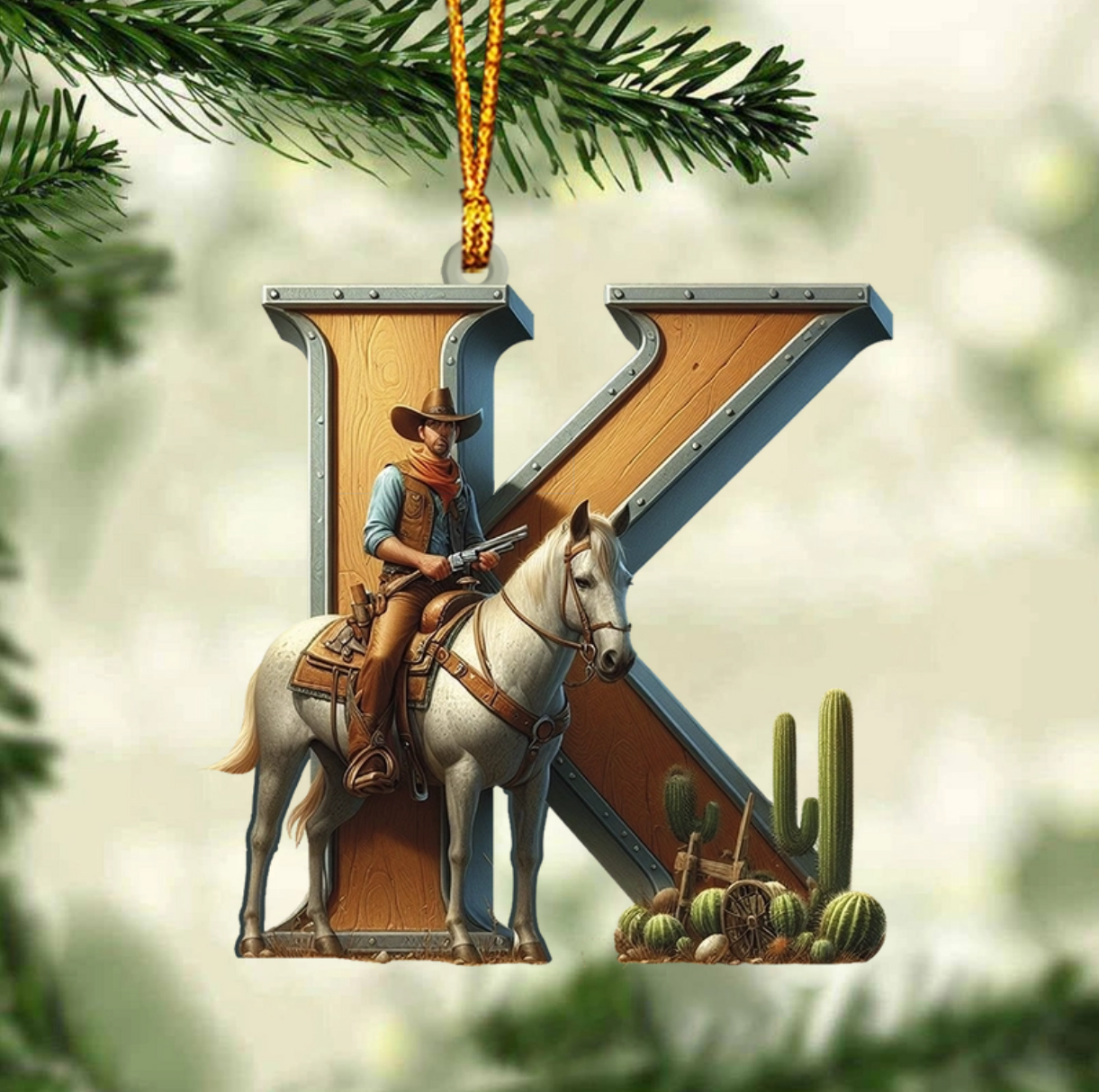 Western Letters - Personalized Christmas Ornament, Custom Name Letter Western Ornament ON1542