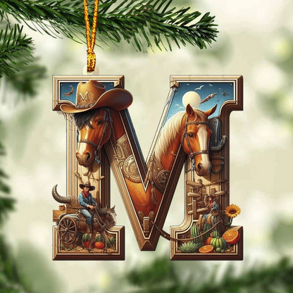 Western Letters - Personalized Christmas Ornament, Custom Name Letter Western Ornament ON1542