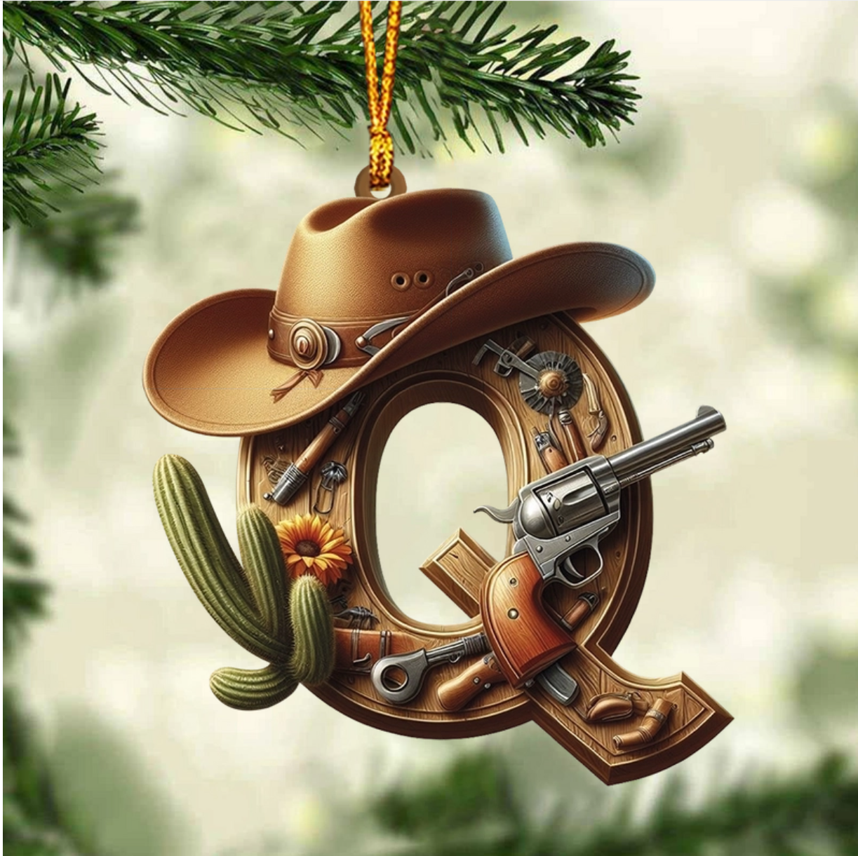 Western Letters - Personalized Christmas Ornament, Custom Name Letter Western Ornament ON1542