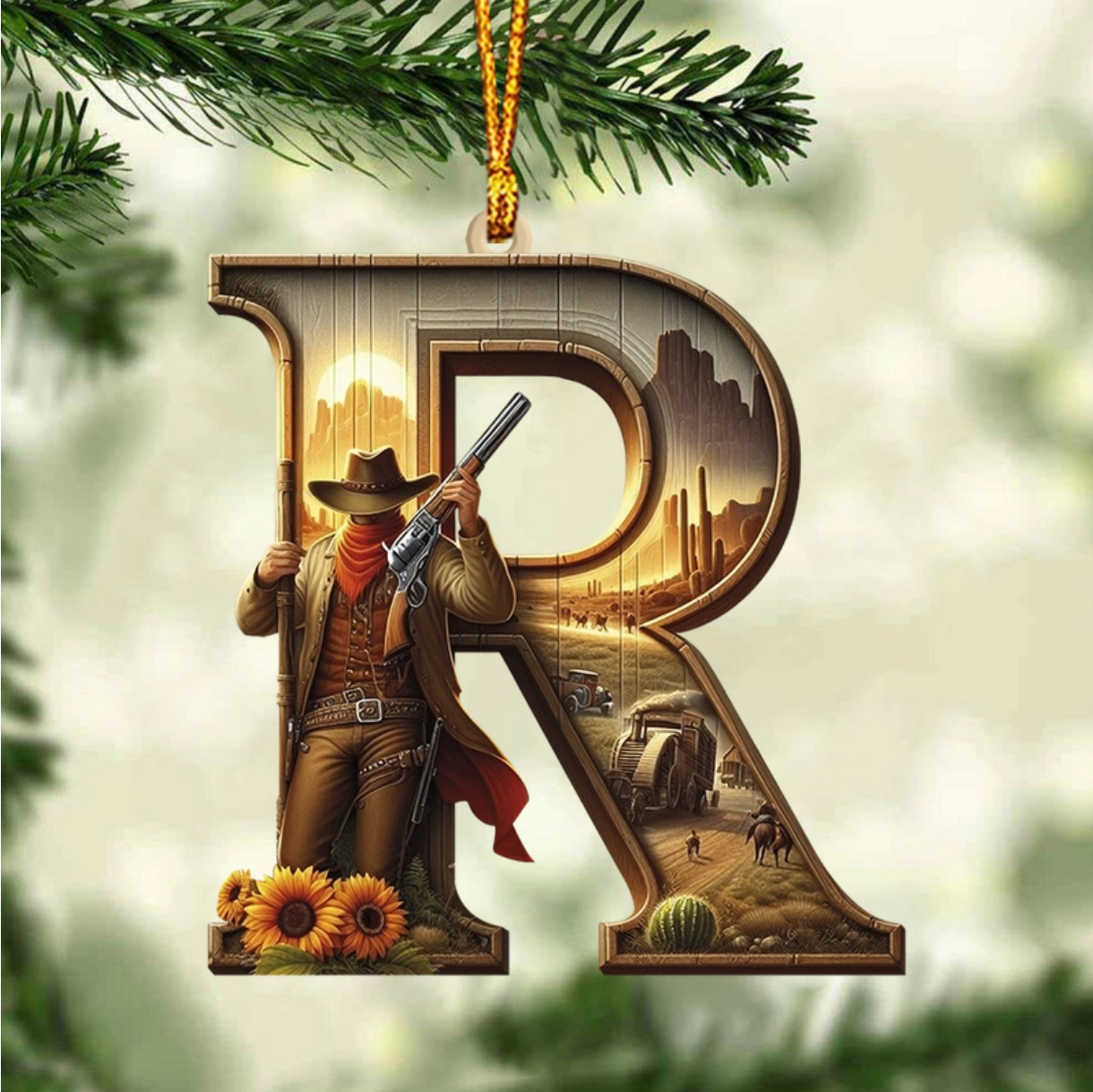 Western Letters - Personalized Christmas Ornament, Custom Name Letter Western Ornament ON1542