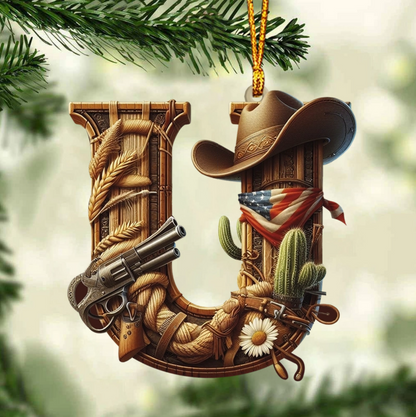 Western Letters - Personalized Christmas Ornament, Custom Name Letter Western Ornament ON1542